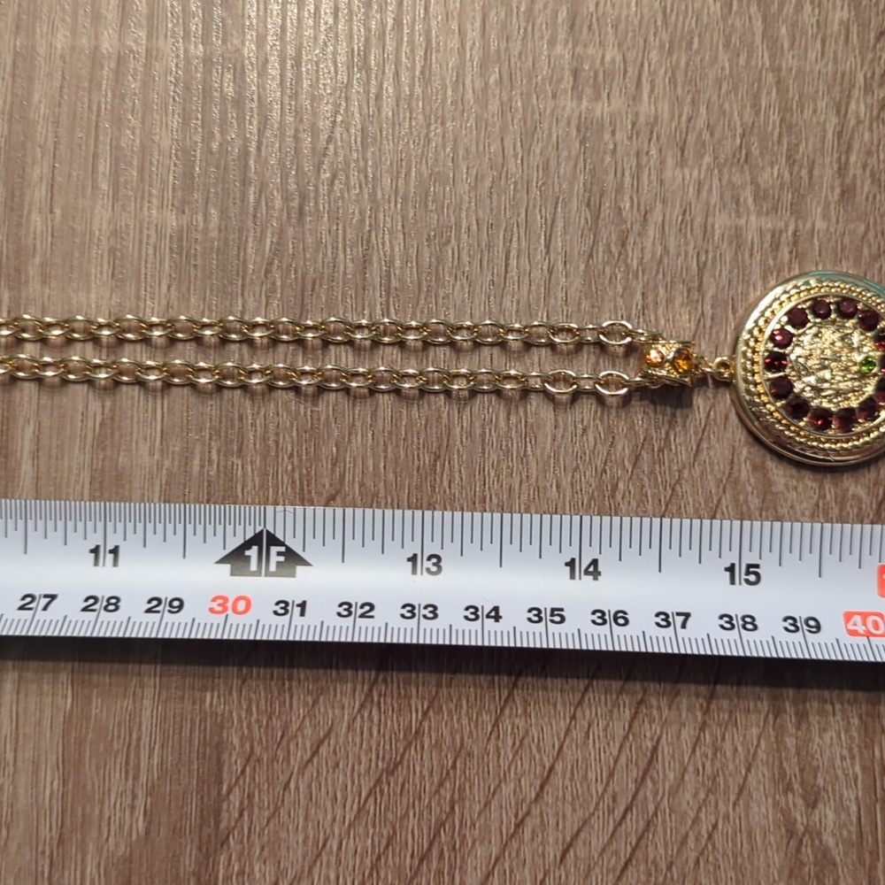Heidi Daus Gold Tone and Purple Necklace with Intricate Pendant - Picture 8 of 8